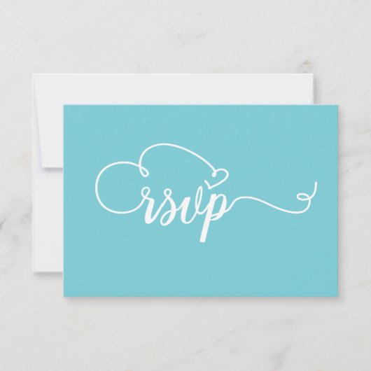 SimpleTeal en witte kalligrafie RSVP bruiloft (Voorkant)