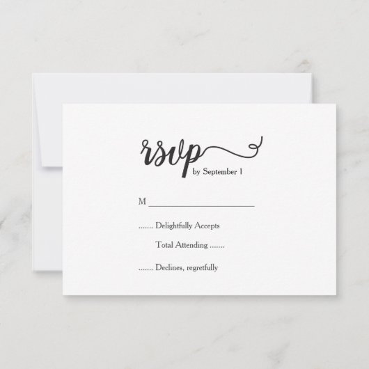 SimpleTeal en witte kalligrafie RSVP bruiloft (Achterkant)