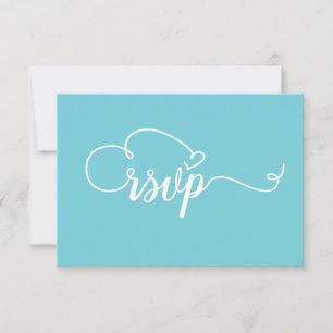 SimpleTeal en witte kalligrafie RSVP bruiloft Kaartje