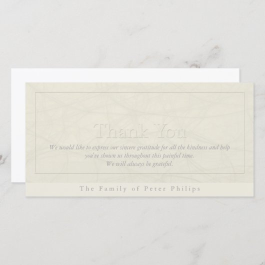 Simplicité 1 carte photo de Merci de sympathie (Devant / Derrière)