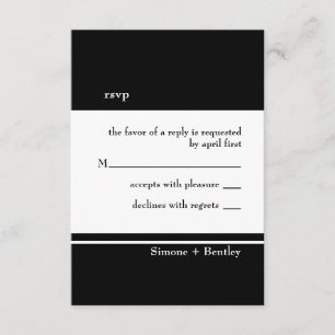 Simplicité carte rsvp noir et blanc
