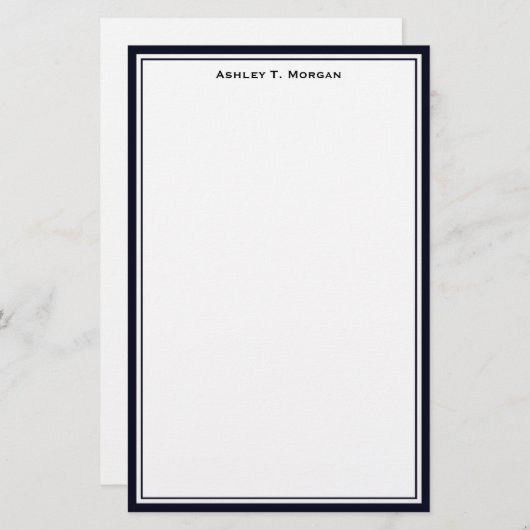 Simplicité Dk Blue / Blanc Papeterie personnalisée (Devant / Derrière)