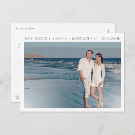 Simplicité éloquente Enregistrer la date Carte pos (Devant / Derrière)