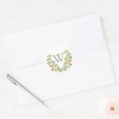 Simplicité Feuille verte Sticker Monogramme Wreath (Enveloppe)