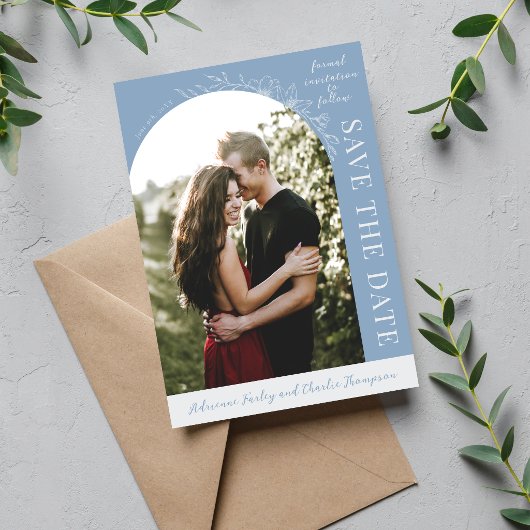 Simplicité Florale 1 Bleu Glacier Save The Date