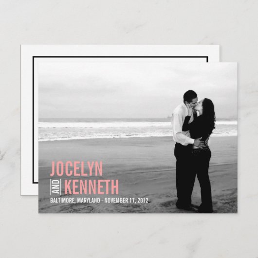 Simplicité Pure Enregistrer La Date Carte Postale (Devant / Derrière)