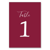 Simplicité réelle 1 Mariage Claret Numéro de table (Dos)