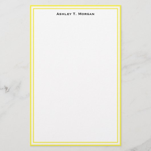 Simplicity Yellow / White Personalized Stationery Briefpapier (Voorkant)