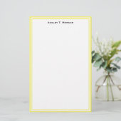 Simplicity Yellow / White Personalized Stationery Briefpapier (Staand voorkant)