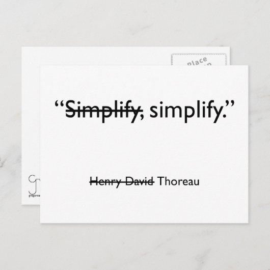 Simplifier la carte postale (Devant / Derrière)