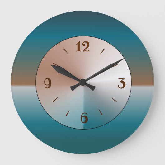 Simplistic Abstract Ontwerp in Silver Tan Blue Grote Klok (Voorkant)