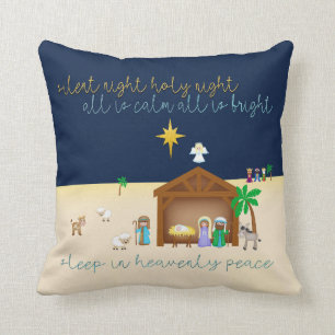 Simplistic Bethlehem Natitivity Scene Silent Night Kussen