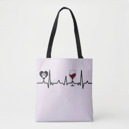Simplistic Black Paws en Wine Heartbeat Draagtas