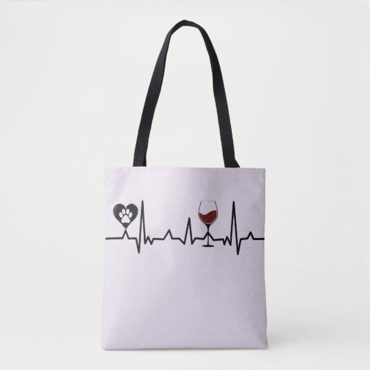 Simplistic Black Paws en Wine Heartbeat Draagtas (Voorkant)