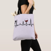 Simplistic Black Paws en Wine Heartbeat Draagtas (Dichtbij)