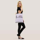 Simplistic Black Paws en Wine Heartbeat Draagtas (Op model)