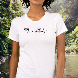 Simplistic Black Paws en Wine Heartbeat T-shirt