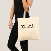 Simplistic Black Paws en Wine Heartbeat Tote Bag (Voorkant (product))