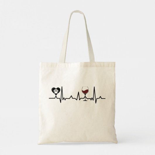 Simplistic Black Paws en Wine Heartbeat Tote Bag (Achterkant)