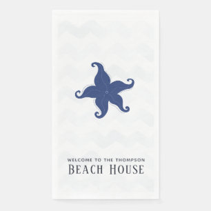 Simplistic Blue en White Beach House Servet