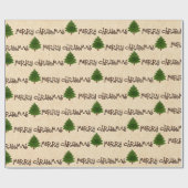 Simplistic Country Merry Kerstpine Trees Wra Cadeaupapier (Vlak)