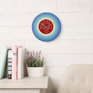 Simplistic Eye Catching Blue Red Wall Clock Grote Klok