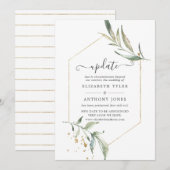 Simplistic Greenery Geometric Wedding Update Kaart (Voorkant / Achterkant)