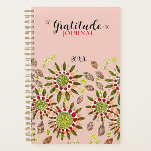 Simplistic Hand-getrokken Bloemen Dankbaarheids Ti Planner (Voorkant)