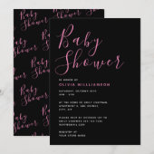 Simplistic Modern Black & Roze Baby shower Kaart (Voorkant / Achterkant)