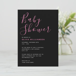 Simplistic Modern Black & Roze Baby shower Kaart