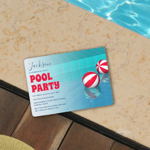 Simplistic Pool Party Birthday Kaart
