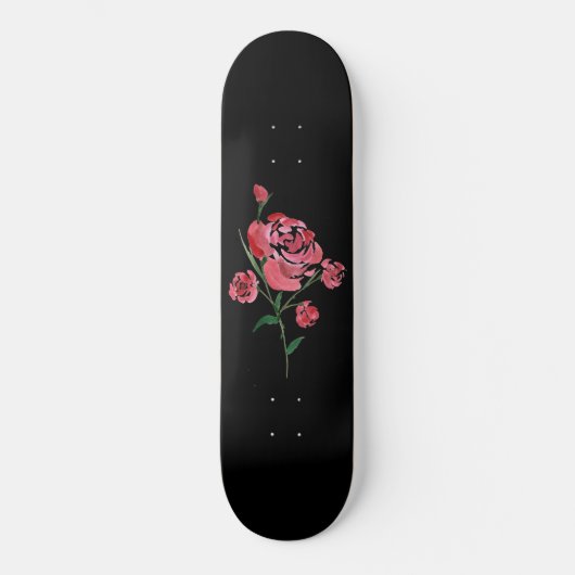Simplistic Red Rose Waterverf Skateboard (Voorkant)
