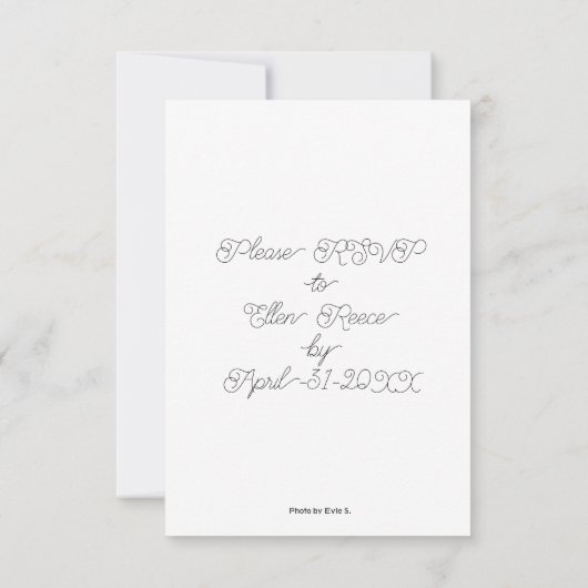 Simplistic roze/perzik bloemige bruiloft uitnodigi kaart (Achterkant)