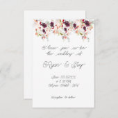 Simplistic roze/perzik bloemige bruiloft uitnodigi kaart (Voorkant / Achterkant)