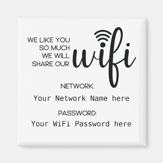 Simplistic WiFi-details netwerkwachtwoord Magneet (Voorkant)