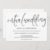 Simplistisch typografisch script Virtuele bruiloft Kaart (Voorkant / Achterkant)