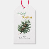 Simplistische Cedar Spring Kerstmis Cadeaulabel (Voorkant)