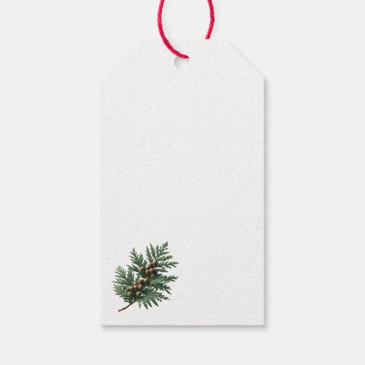 Simplistische Cedar Spring Kerstmis Cadeaulabel (Achterkant)