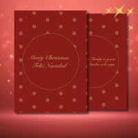 Simplistische Rode en Gouden Kerstmis Tweetalig