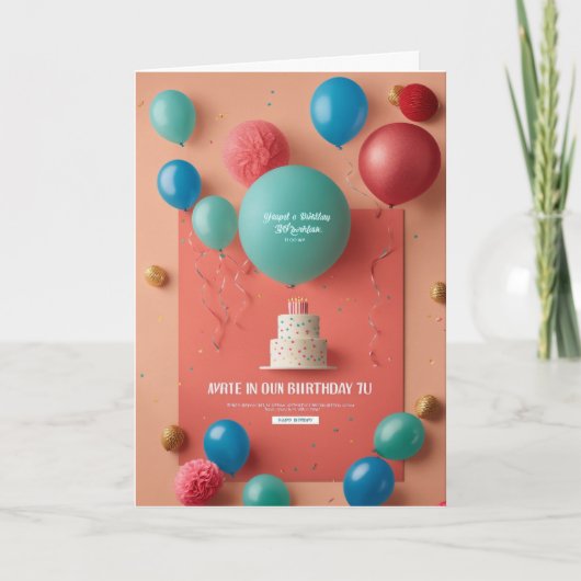 simplistische verjaardagsuitnodiging (Voorkant)