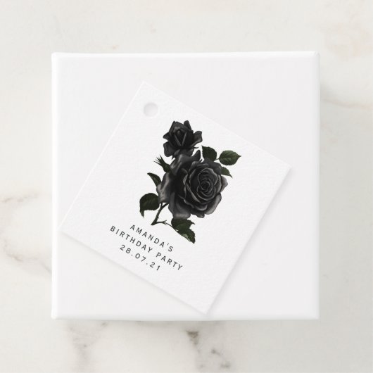 Simplistische zwart-wit  Roos Bedankjes Labels (In situ)