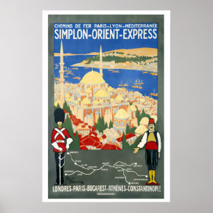 Simplon Orient Express-spoorwegen van Parijs naar Poster