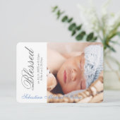 Simply Blessed Blue - 3x5 geboorteaankondiging Kaart (Staand voorkant)