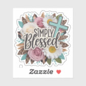 Simply Blessed Floral Christian Sticker (Vel)