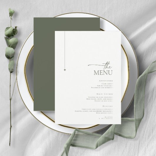 Simply Chic Mariage Menu Pearl/Moss Green ID1046