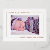 Simply Chic Photo Real Foil Faire-part de naissanc (Recto)