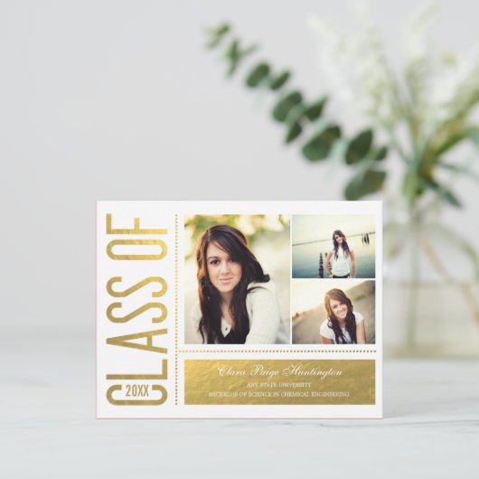 Simply Cool Afstuderen Aankondiging/Uitnodiging Uitnodiging Briefkaart (Staand voorkant)