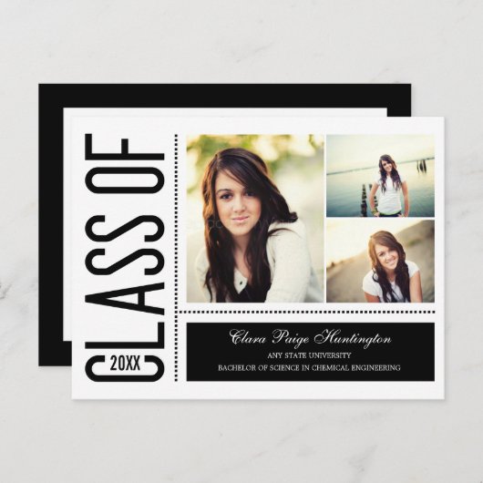 Simply Cool Afstuderen Aankondiging/Uitnodiging Uitnodiging Briefkaart (Voorkant / Achterkant)