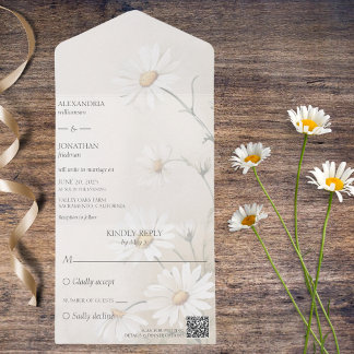 Simply Daisies QR-code All In One Uitnodiging