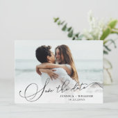 Simply Elegant Calligraphy Wedding 4 Photo Save The Date (Staand voorkant)